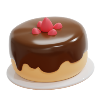 a chocolate covered cake on a white plate