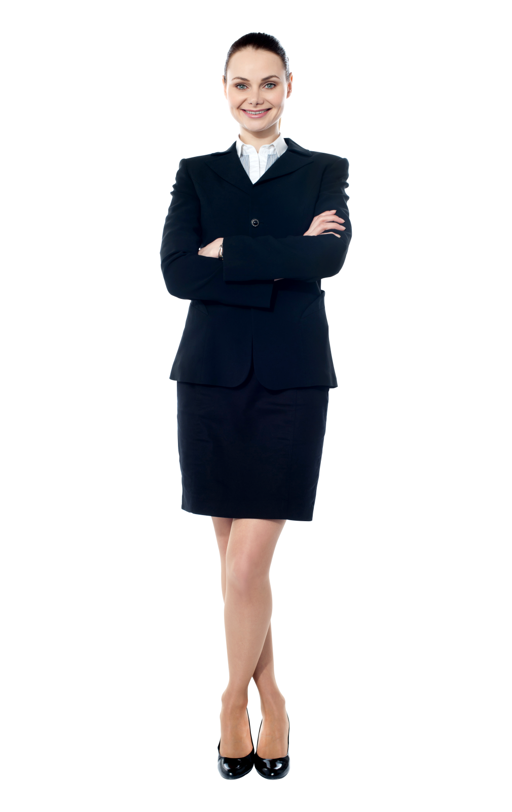 a woman in a business suit posing for the camera