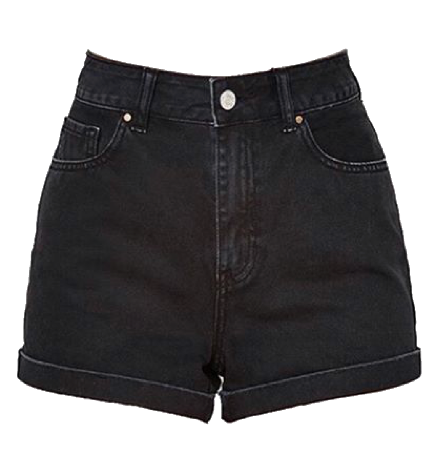 a pair of black denim shorts