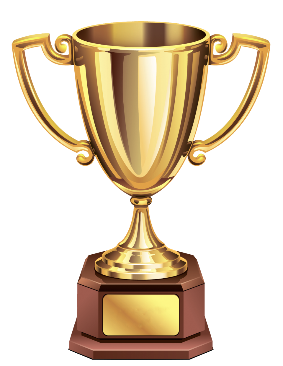 a gold trophy on a white background