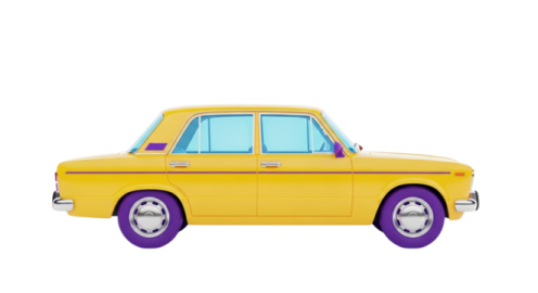 a yellow car on a white background
