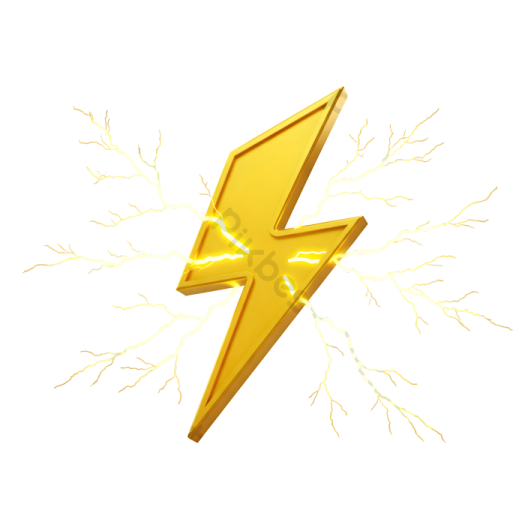a yellow lightning bolt on a white background