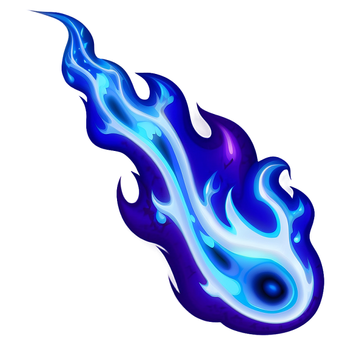 a blue flame on a white background