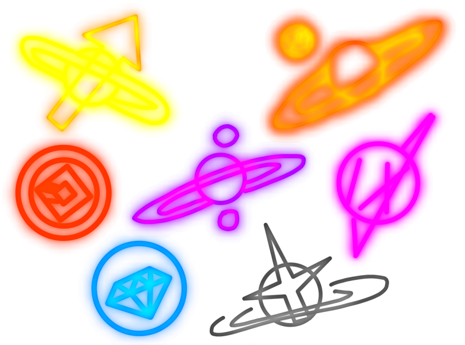 a drawing of different shapes and colors