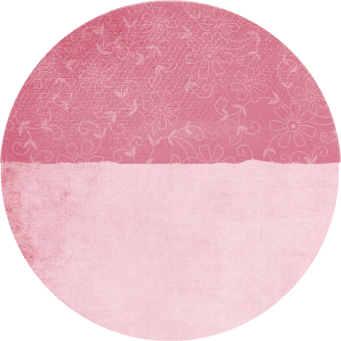 a pink circle with white flowers on it