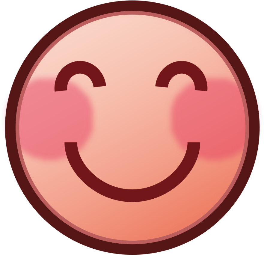 a pink smiley face with two smiling faces