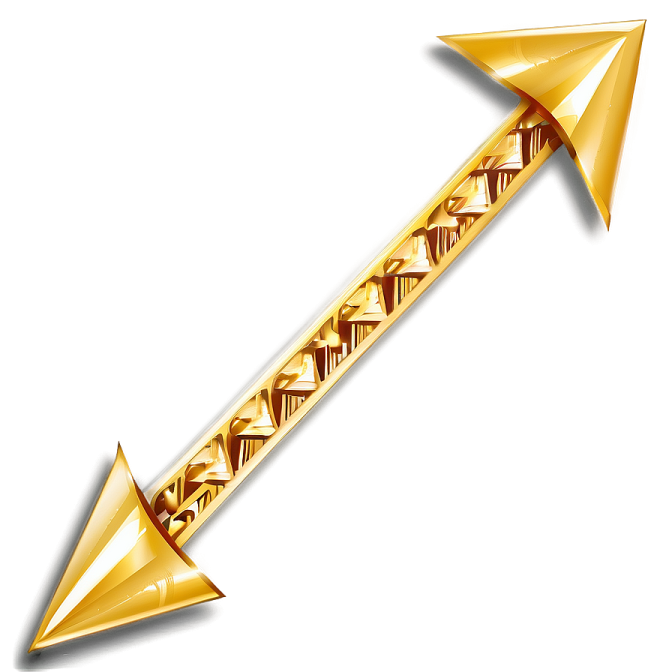 a golden arrow on a white background