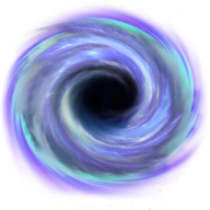 a black hole in the center of a white background