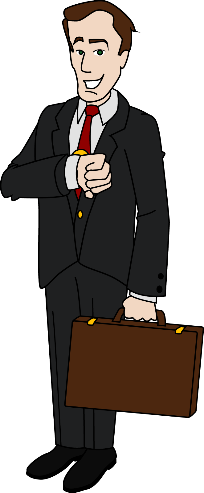 a man in a suit and tie holding a briefcase