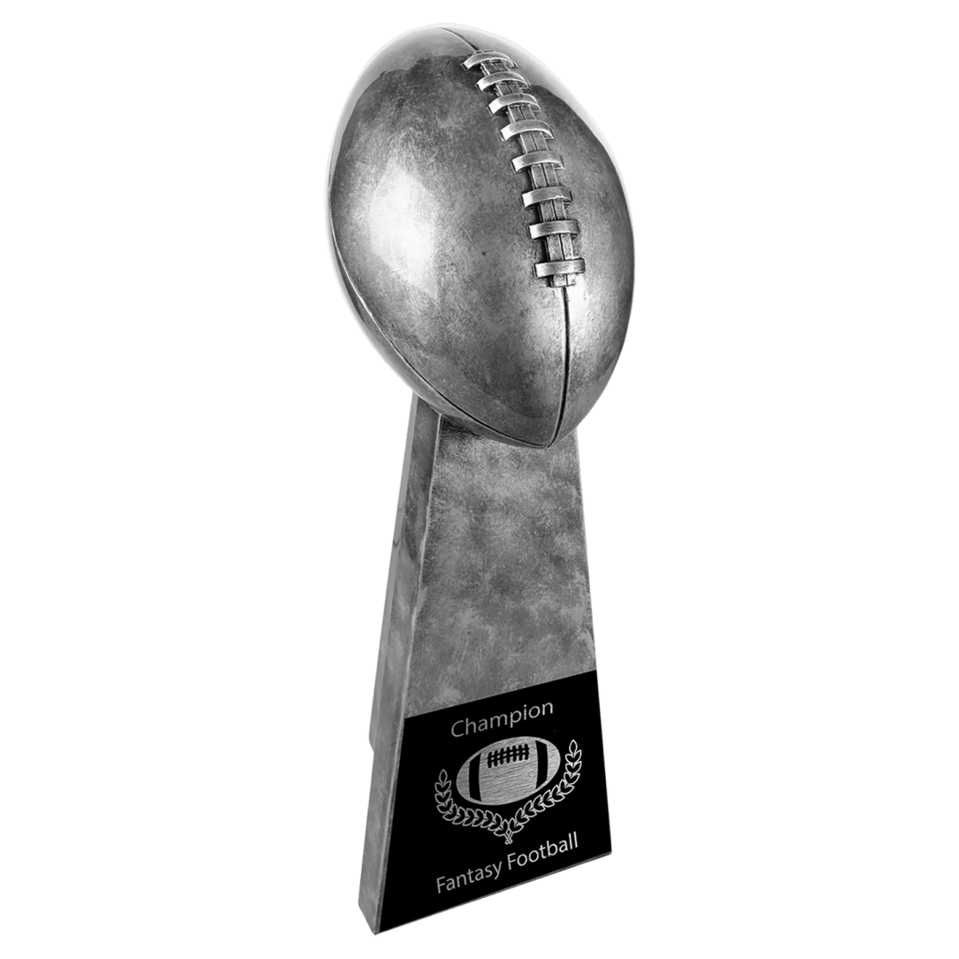 a football trophy on a white background