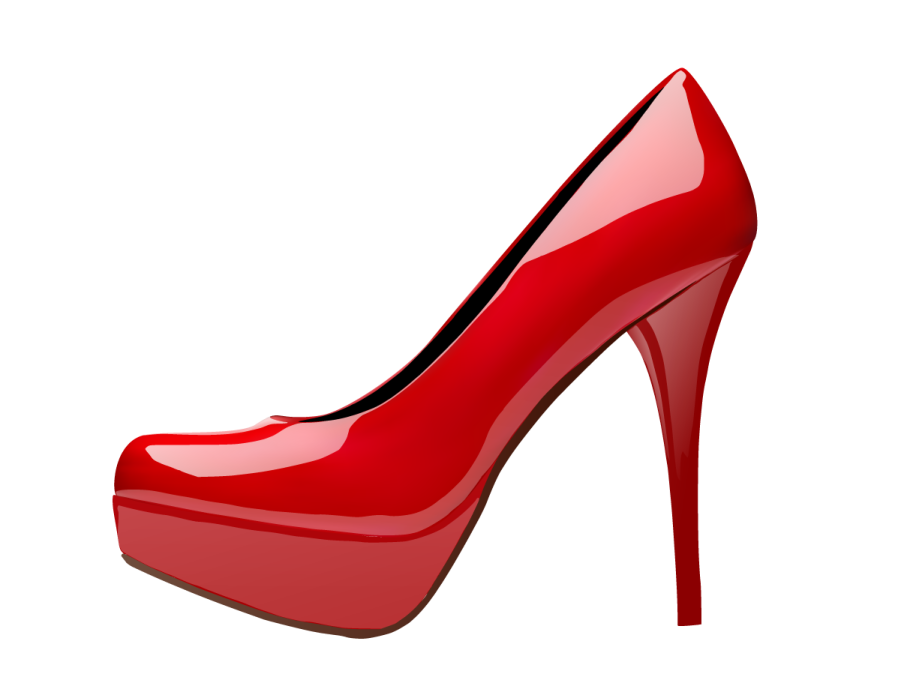 a red high heeled shoe