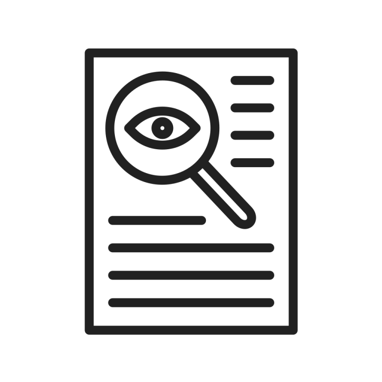 a document with an eye looking through it