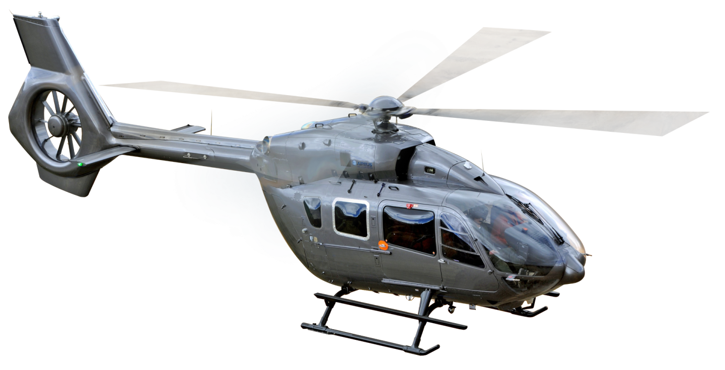a helicopter is flying in the air