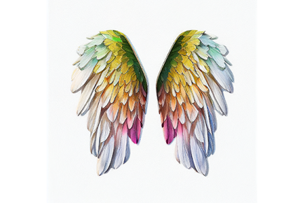 a pair of colorful wings