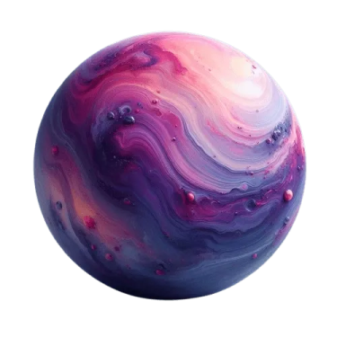 a purple and red marble ball on a white background