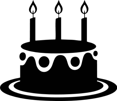 a black and white cake with three candles