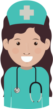 a cartoon nurse with a stel