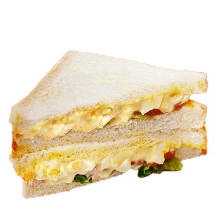 a sandwich cut in half on a white background