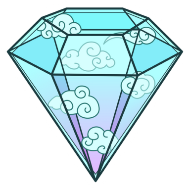 a diamond with clouds in the sky