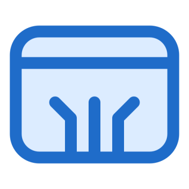 a blue icon with the letter m on it
