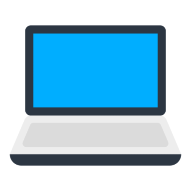 a laptop with a blue screen