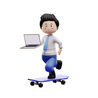 a person on a skateboard with a laptop