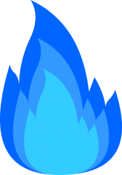 a blue flame on a white background