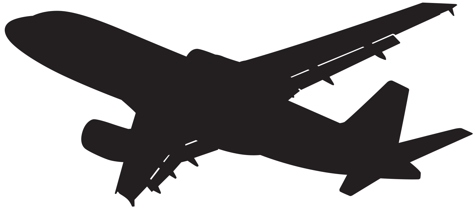 a black and white silhouette of an airplane