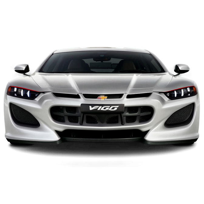 the front view of a white sports car