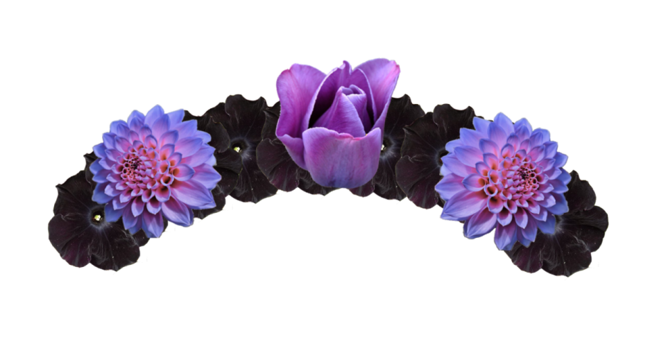 a purple and black flower headband