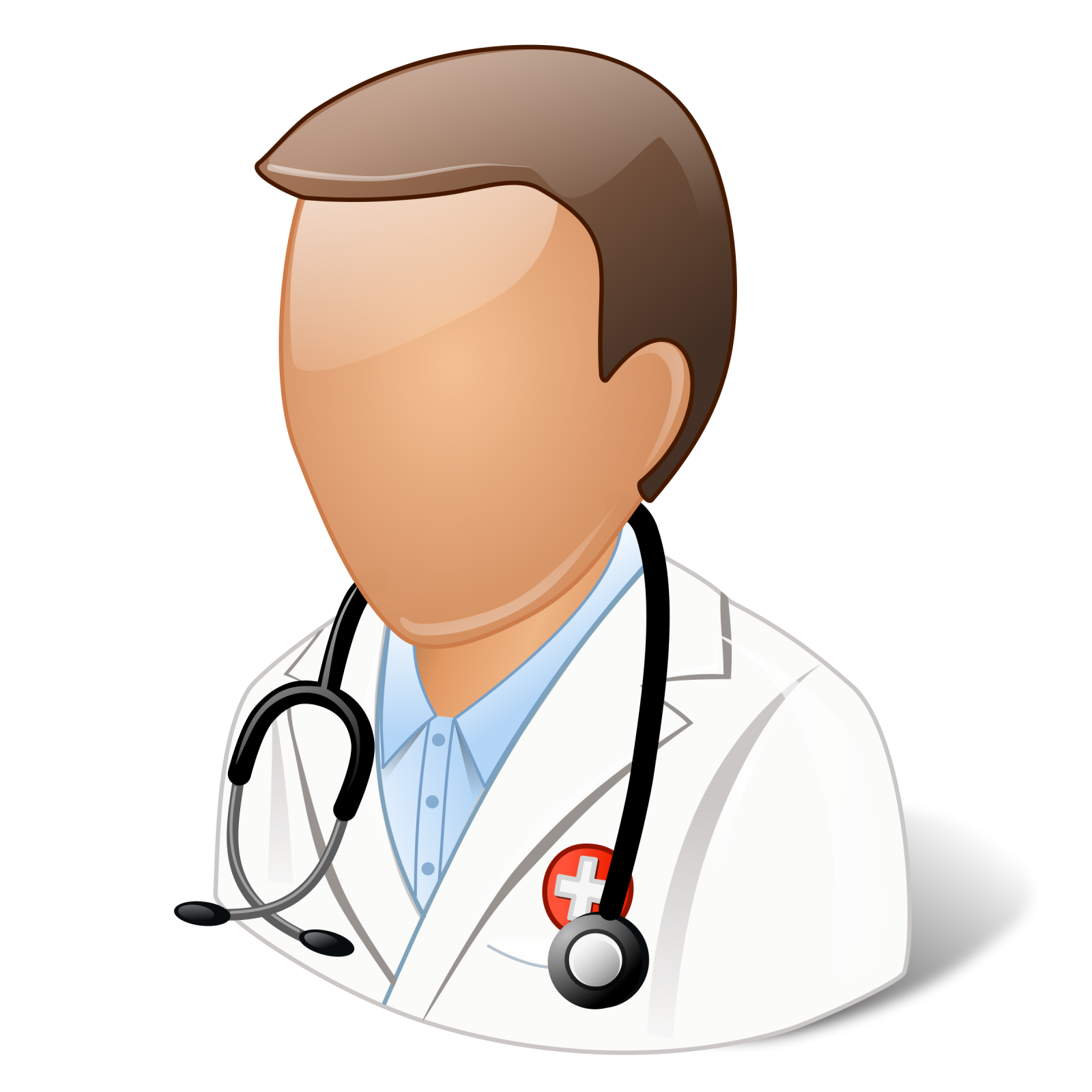 a male doctor wearing a white coat and stel