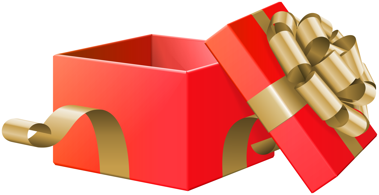 a red gift box with a gold bow