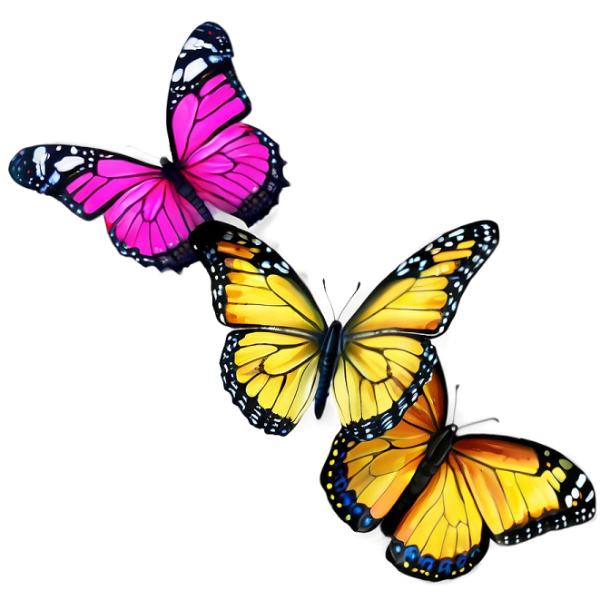 two colorful butterflies flying in the air