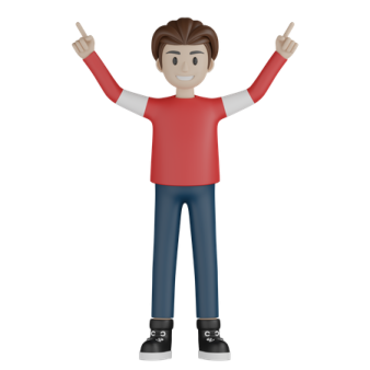 a man with his hands up in the air