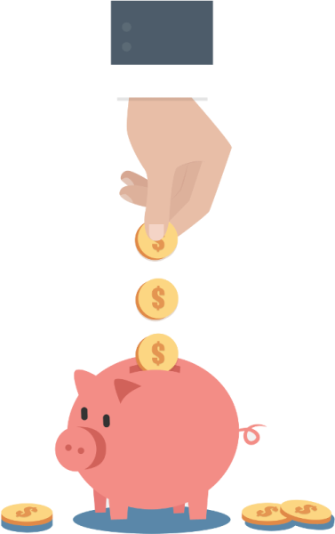 a person putting coins into a piggy