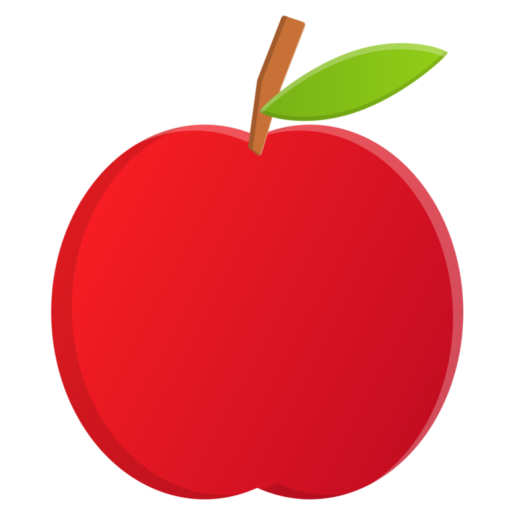 an apple with a green leaf on top