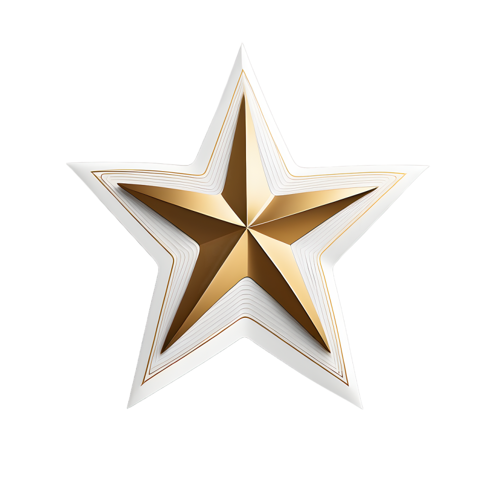 a gold star on a white background