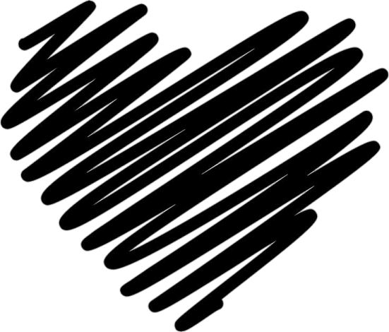 a black and white drawing of a heart