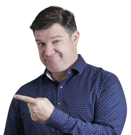 a man pointing his finger at the camera