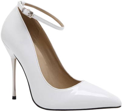 a pair of white high heel shoes