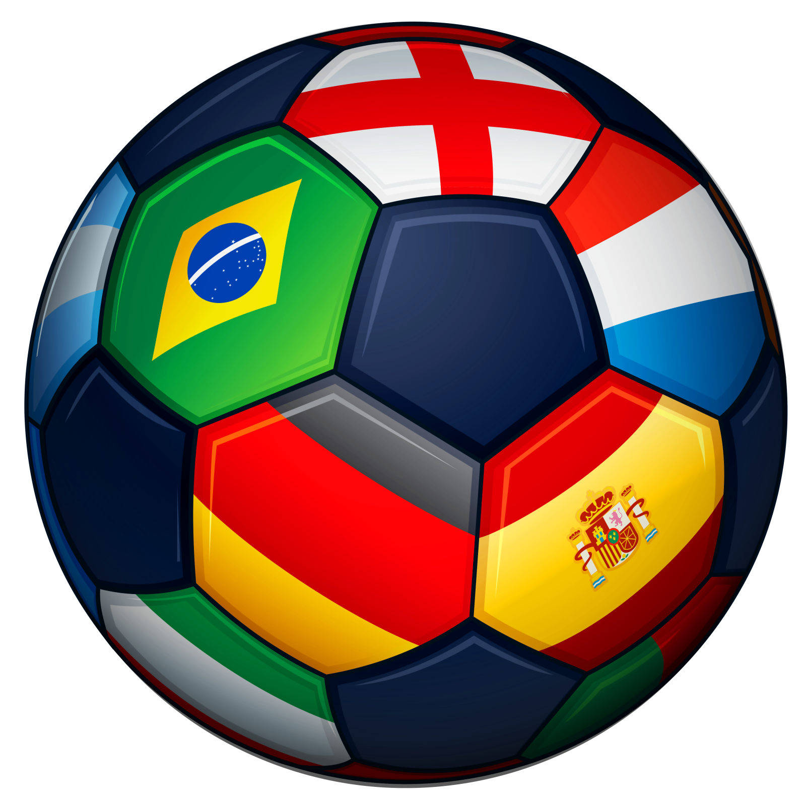 a soccer ball with flags of the countries