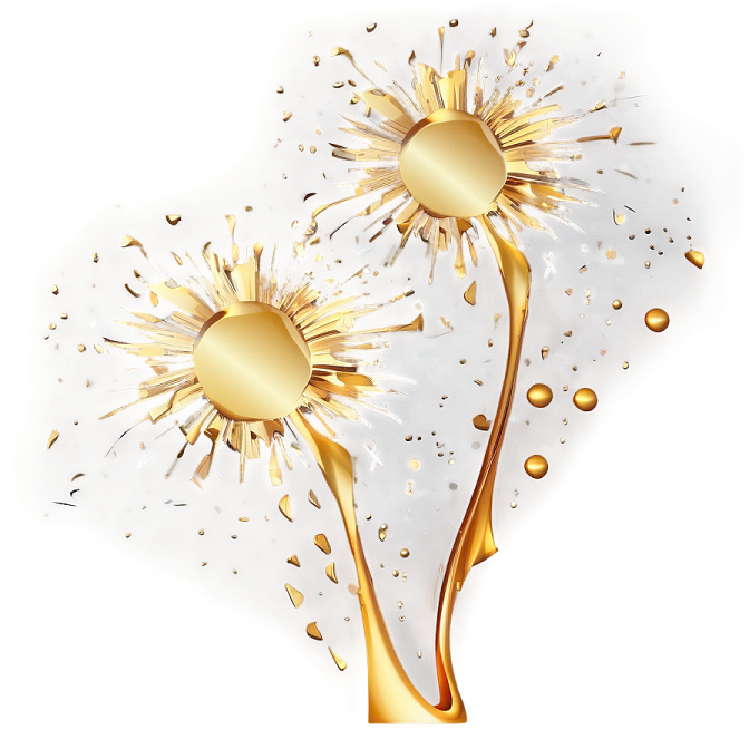 a gold and white background with splashs of liquid