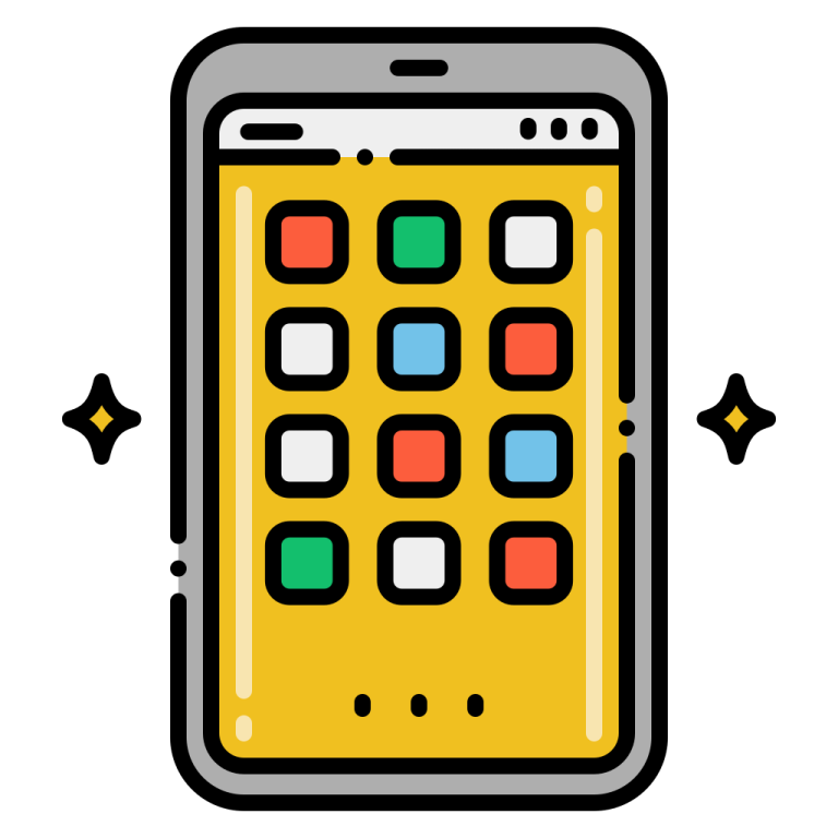 a cell phone with colorful squares on it