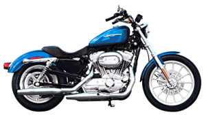 a blue motorcycle on a white background