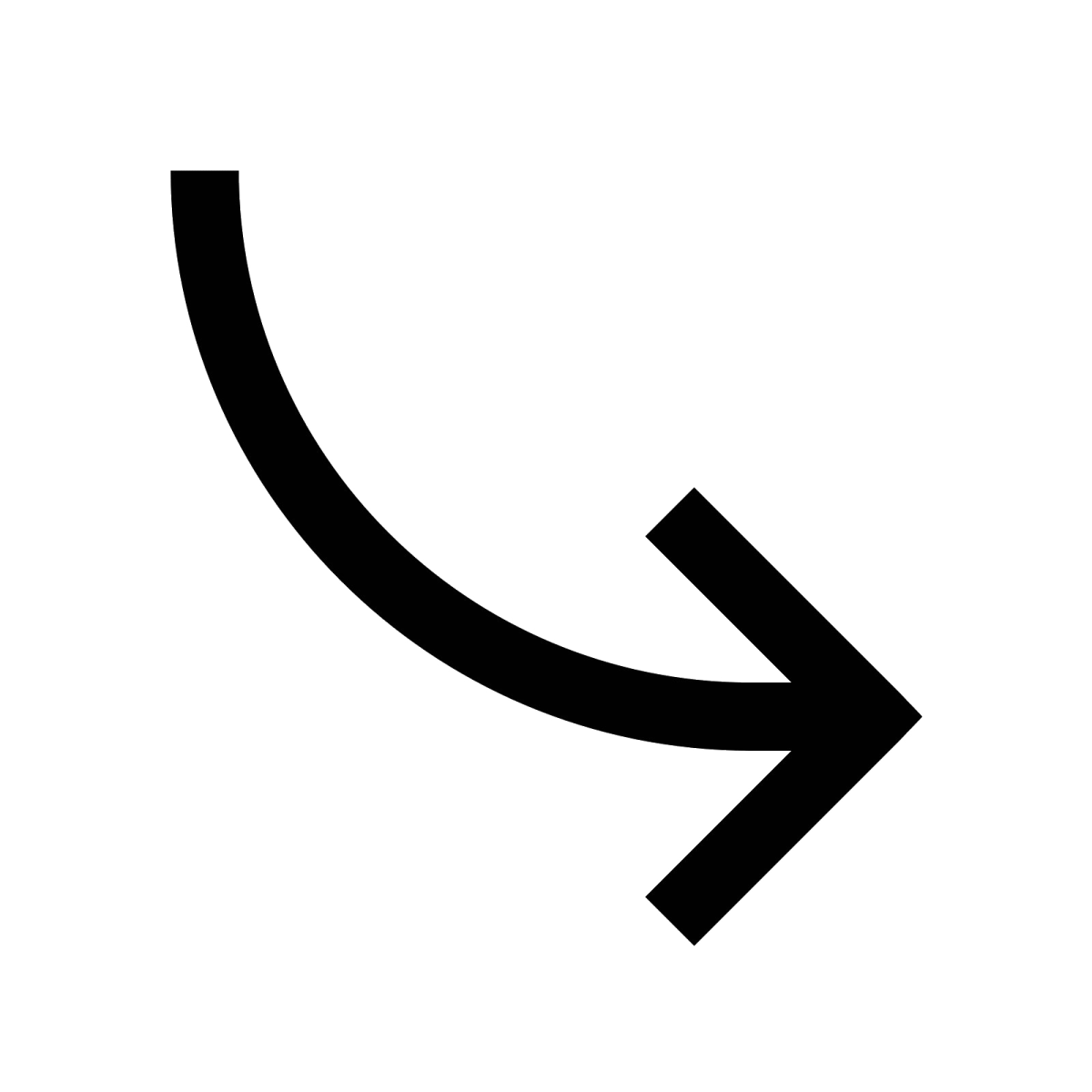 a black arrow icon on a white background