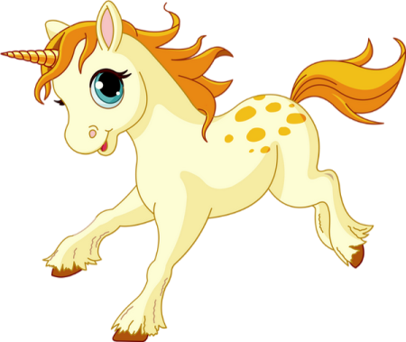 a cartoon horse with orange manes and brown hair
