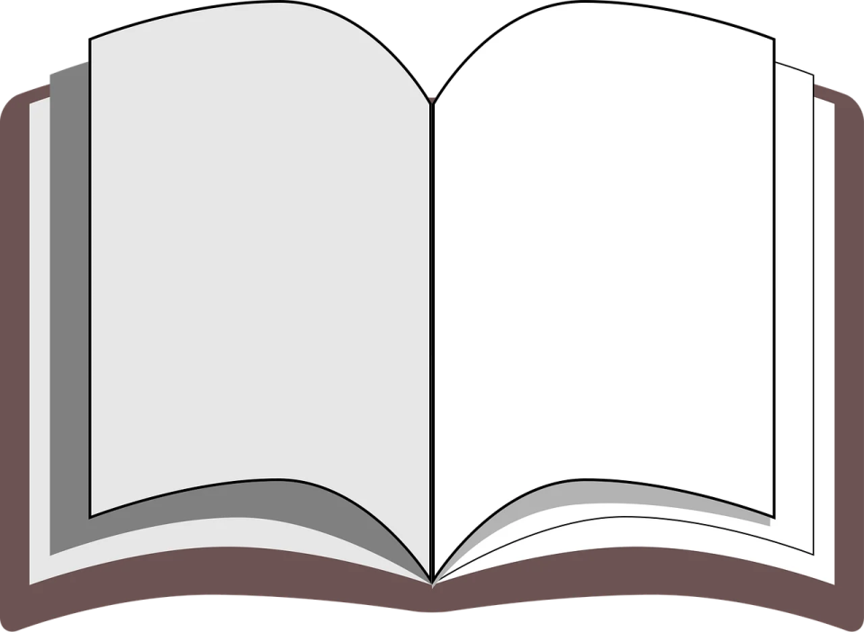 an open book on a white background