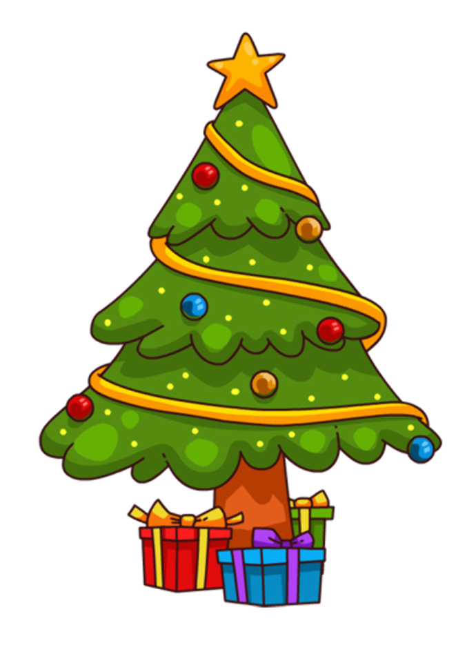 a christmas tree with presents around it