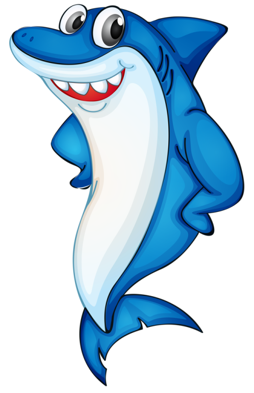 a blue shark cartoon character