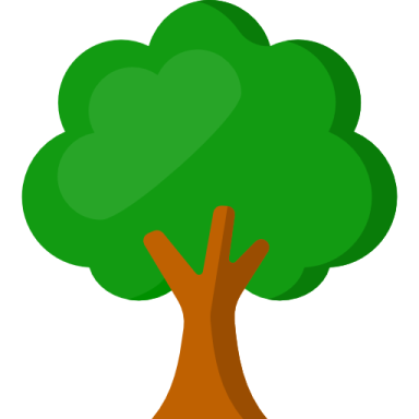 a green tree with brown trunk